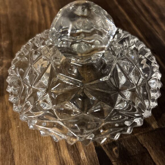Vintage  Deep Cut Crystal Candy Dish/ Vanity Powder Holder With Lid - Picture 6 of 11